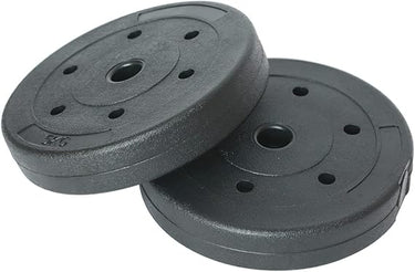 BAKAJI Juego de 2 discos para pesas y mancuernas, peso 10 kg (5 kg x 2) cemento, orificio de 25 mm, revestimiento de plástico antiarañazos, profesionales, gimnasio, fitness, rehabilitación, ejercicio